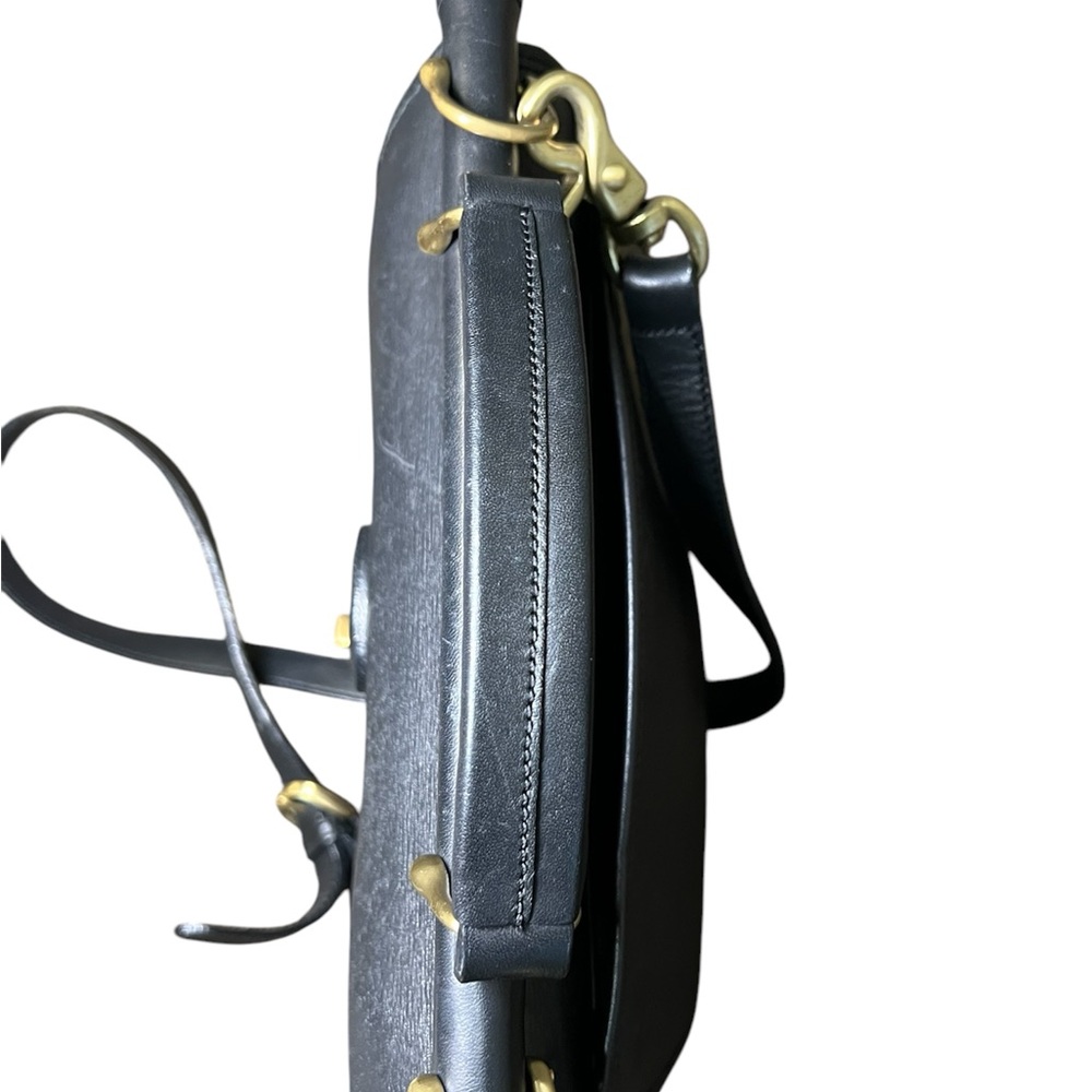 Black Leather Satchel with Gold Accents - Picture 5 of 8